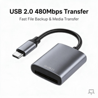 Lecteur de carte SD USB C 2.0 portable en alliage d'aluminium, adaptateur de mémoire OTG à fente unique pour ordinateur portable, téléphone, tablette, photographie