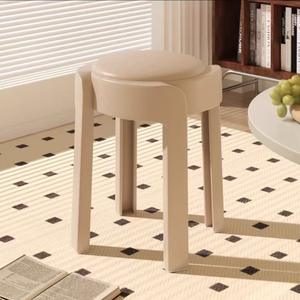 Tabouret moderne en plastique rembourré, empilable, rond, pour salle à manger - Product Image 5