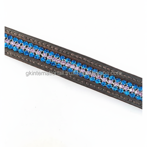 Bracelet de sourcils en cuir fait à la main, de luxe, chaîne vide, incrusté de cristaux, 3 rangées de strass, disponible en toutes les tailles personnalisées - Product Image 1