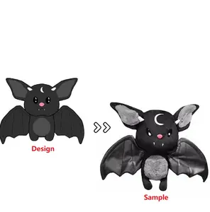 Peluche de murciélago personalizado, forma única, OEM, Kawaii, almohada, adornos, peluches suaves