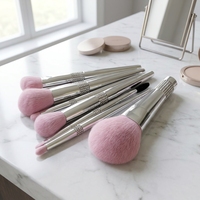 Ensemble de 11 pinceaux de maquillage JLY avec manche en diamant, poils doux, pinceaux pour le visage et les yeux, boîte cadeau de voyage avec paillettes argentées
