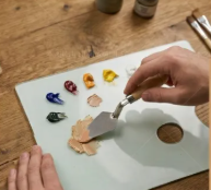 Couteau à palette à manche court en métal pour gouache, acrylique et peintures à l'huile