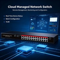 Switch PoE Administrado de 24 Puertos 10/100Mbps con 2 Uplinks Gigabit, 2 Puertos SFP de Fibra, 360W, Gestión en la Nube