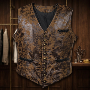 Chaleco Medieval Vintage para Hombre, con Botones, de Cuero Sintético, sin Mangas, para Disfraz de Caballero, TV/Película, Juego de Rol - Marrón XXL - Product Image 3