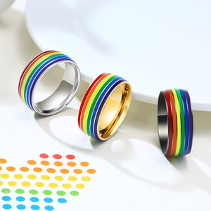 Anillo de Acero Inoxidable con Arcoíris del Orgullo, Hipoalergénico, Joyería Unisex, Anillo de Acero Inoxidable con Arcoíris del Orgullo, Venta al Por Mayor - Product Image 2