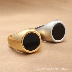 Men's <b>Titanium</b> Steel Round <b>Ring</b> Glossy Silver Bezel Setting Gift Jewelry - Product Image 5