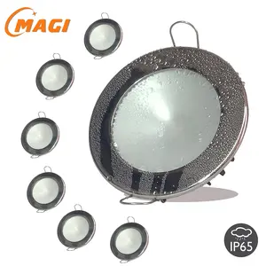 MAGI RV Boot Einbau Decke Licht 4 Pack Super Dünne 105mm LED-Panel Licht DC 2800K 10-30V 7W Edelstahl Super Warm Weiß