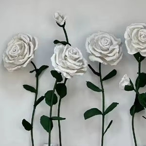 Juego de flores de rosas blancas de papel gigante de alta calidad, arreglo de flores artificiales para boda, accesorios florales de rosas románticas grandes - Product Image 5