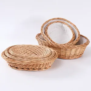 Cheap Handmade Wicker Bread Basket And Breakfast Basket With Lining