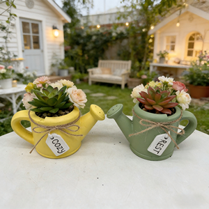 Ensemble de pots en céramique côtelés avec des succulentes artificielles colorées - Décoration intérieure/extérieure - Product Image 4