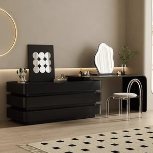 Coiffeuse rétractable de luxe avec rangement à six compartiments et miroir Coiffeuse à maquillage en bois massif pour chambre à coucher - Product Image 3