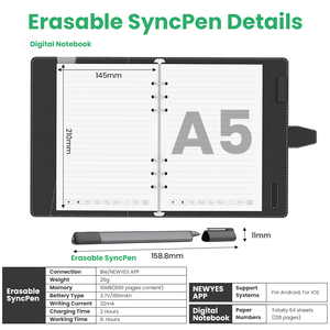 Newyes Hot Bán Kỹ Thuật Số Máy Tính Xách Tay Với Bộ Nhớ Viết Thông Minh Bút Đồng Bộ Lưu Ý A5 Kỹ Thuật Số Bút Quà Tặng Kỹ Thuật Số Bút Bằng Văn Bản Thiết Lập - Product Image 6
