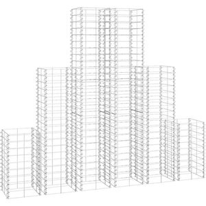 VidaXL Gabion <b>Wire</b> <b>Mesh</b> Set 6 Pieces Galvanized Alloy Steel Garden Retaining Wall Construction - Product Image 1