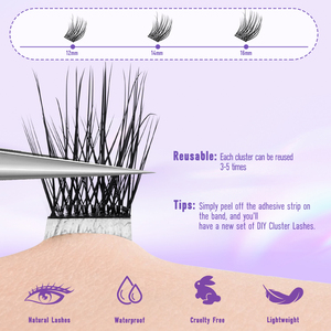 Self <b>Adhesive</b> Cluster Eyelashes Glueless DIY Press on Individual <b>Lash</b> Extensions Private Label - Product Image 5