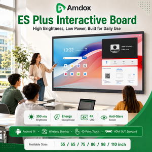 กระดานอัจฉริยะดิจิทัลแบบอินเทอร์แอคทีฟ Amdox ES 4K สำหรับห้องเรียน พร้อมระบบส่งสัญญาณไร้สายและซอฟต์แวร์ไวท์บอร์ด - Product Image 1