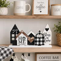 Décoration de table en bois pour intérieur, 4 petites maisons décoratives, panneau de table en bois pour les fêtes