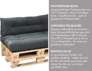 <span class=keywords><strong>Coussin</strong></span> de palettes d'extérieur Traumnacht <span class=keywords><strong>en</strong></span> mousse expansée, pour ensemble de mobilier de salon 2 places (sièges et dossiers), Anthracite, Fabriqué <span class=keywords><strong>en</strong></span> Chine - Product Image 2