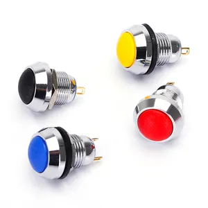 Factory Price Plastic Domed Head 12mm Door Bell Push Button Momentary SPST Push Button Electrical Switch