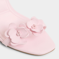 Nouveauté Sandales à talons hauts roses pour femmes avec décoration florale Bout ouvert Bride cheville Talons aiguilles pour soirée