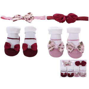 Calcetines para recién nacidos, regalos para bebés, lazo bonito para niños, accesorios florales de algodón, calcetines para niños pequeños, conjunto de diadema - Product Image 3