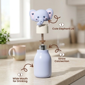 Botol Minum Anak Motif Kepala Hewan Lucu <span class=keywords><strong>Portable</strong></span>, Bahan Stainless Steel 316 Vacuum Insulated, Cocok untuk Kembali ke Sekolah dan Olahraga - Product Image 2