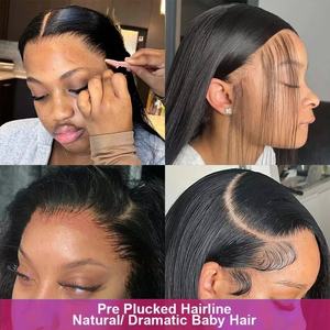 Perruques de cheveux humains lisses 13x4 13x6 Full HD Lace Front, Perruques frontales en dentelle transparente 360, Perruques pré-épilées, Perruques avec closure en dentelle 5x5 pré-coupée - Product Image 3