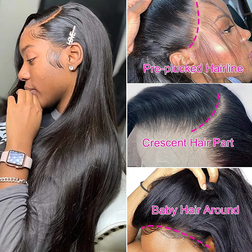 13x6 Raw Indian Lace Frontal Hair Wig  Glueless Full Lace Front Wigs For Black Women  40 inch Brazilian straight Lace Front wig