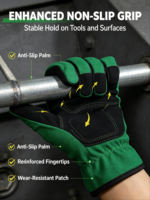Gants de mécanicien HAIYI à doigts entiers avec sangle de poignet réglable – Durables, respirants, protection UV pour la réparation automobile, le cyclisme et les activités de plein air