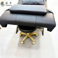 Table de massage électrique moderne ShiLu à hauteur réglable, avec réglage de la tête et des jambes, en cuir PU noir courbé, base métallique de luxe