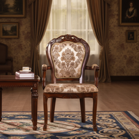 Chaise de salle à manger démontable en bois massif sculpté de style européen, fauteuil vintage classique avec dossier pour maison et villa, fauteuil antique