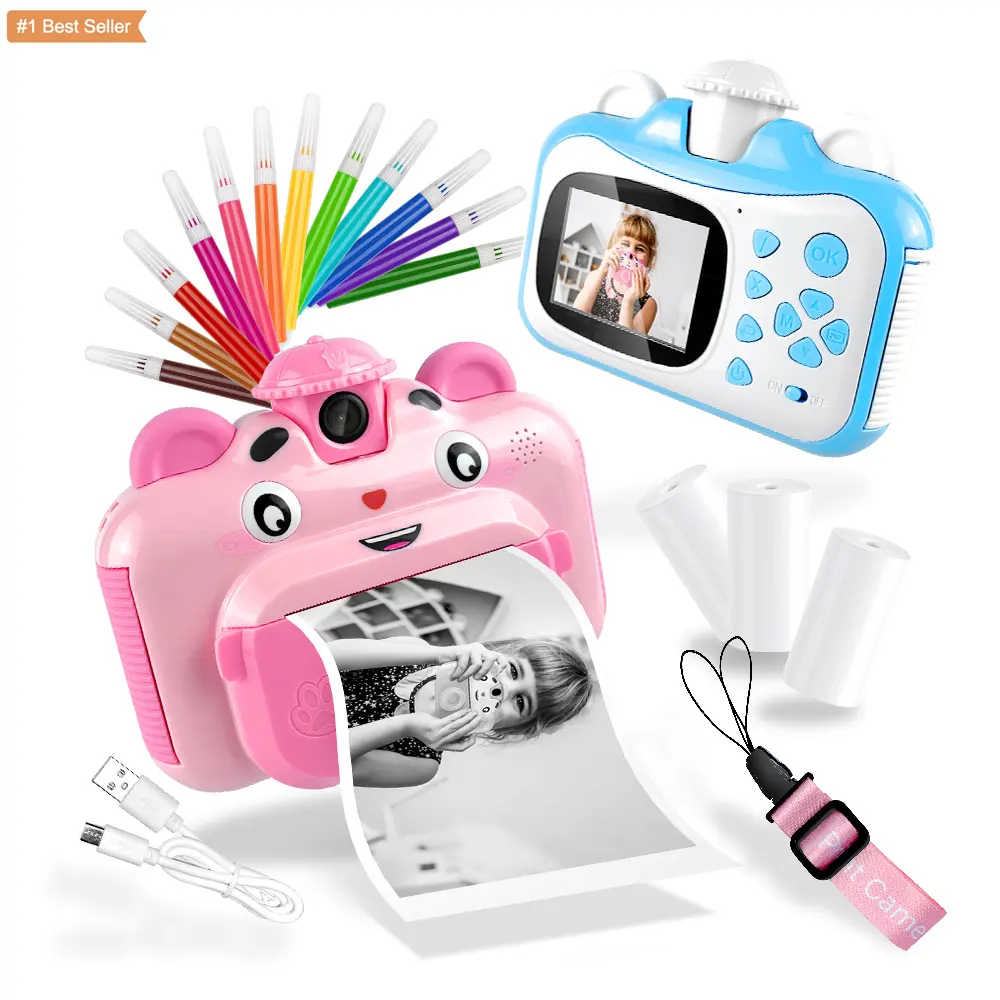 CE 1080p HD Mini Cameras Thermal Children Instant Print Camera For Kids Cams Gifts Children's Toys Selfie Frog B1 Kids Camera