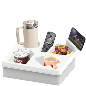 Modern Waterproof Silicone <b>Plastic</b> <b>Large</b> Capacity Couch Caddy Snack Box Organizer <b>Tray</b> Cup Phone Holder for Bed Car Seat Beach - Product Image 1