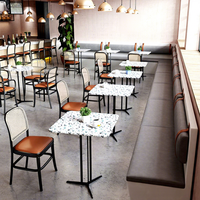 Ensemble de mobilier commercial pour restaurants, hôtels, cafés, bars, salons de thé - Style minimaliste moderne, structure en fer, table en marbre, mousse haute élasticité