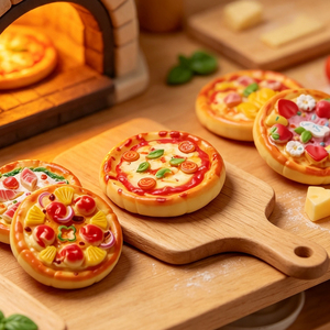 Statuette in Resina a Forma di Pizza Assortite all'Ingrosso, Decorazioni Alimentari in Miniatura Realistiche per Lavoretti Fai-da-Te con Magnete per Frigorifero Opzionale - Product Image 4