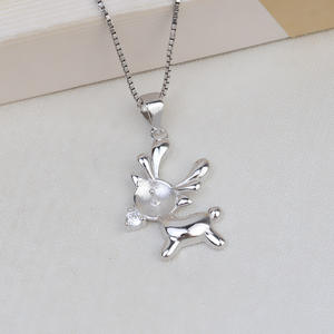Colgante de Plata S925 con Diseño de Astas de Ciervo y Perla de 8-9 mm, Accesorio para Mujer, Producción DIY, Colgante para el Cabello, Componentes de Joyería-1792 - Product Image 4