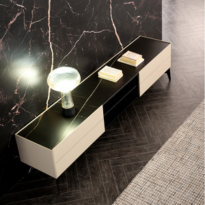 Meuble TV moderne <span class=keywords><strong>de</strong></span> luxe en panneaux <span class=keywords><strong>de</strong></span> bois avec fonction <span class=keywords><strong>de</strong></span> rangement, plateau rectangulaire en marbre pour salon, chambre et salle à manger - Product Image 2