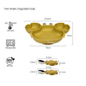 Food Grade Baby Silicone Feeding Set Crab Shape Plato With Suction Bottom Cutlery Bebe Kids Dining Plate BPA Free <strong>Microwave</strong> Safe - Product Image 4