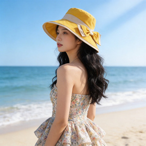 Chapeau <span class=keywords><strong>de</strong></span> soleil d'été pour femme à rayures brodées, protection UV, large bord, respirant, réglable, pour voyage, <span class=keywords><strong>plage</strong></span> et extérieur - Product Image 1