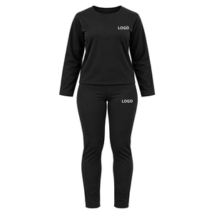 Conjunto Deportivo de Manga Larga con Cuello Redondo, Secado Rápido, Pantalones Largos Sólidos, Ropa Casual de Otoño con Logotipo Estampado - Product Image 1