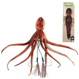 20Cm 180G 200G 250G 300G 3/0 # Dubbele Haak Zacht Visaas Met 3d Ogen Lood Jigging Lichtgevende Inktvis Lokaas Octopus Vissen