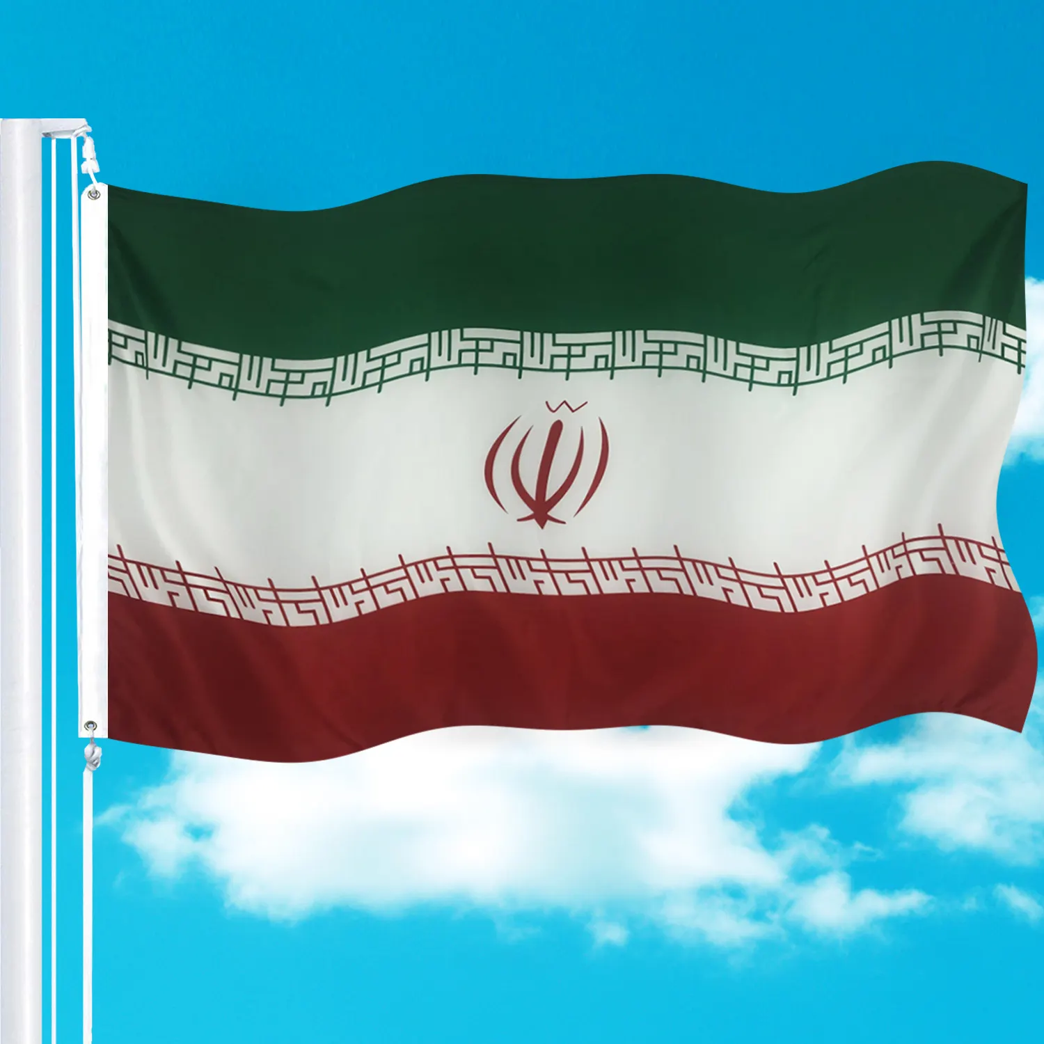 Outdoor Flying Double Stitching mit zwei Ösen Factory Direct Hot Selling Flagge das ganze Land über der Welt Iran Flagge