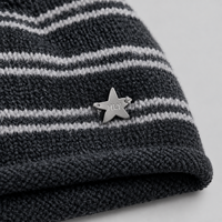 Bonnet ample rayé vintage, bonnet d'hiver tricoté unisexe avec badge étoile en métal, chapeau décontracté style urbain