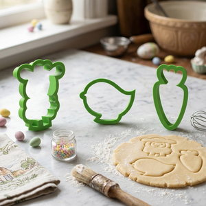 Ensemble de 6 <span class=keywords><strong>emporte</strong></span>-pièces de Pâques - Moules en plastique en forme de lapin, d'œuf, de poussin et de fleur pour la décoration de fondant, biscuits et pâtisseries - Product Image 1