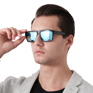 Lunettes de soleil carrées classiques pour hommes, polarisées, protection UV400, monture noire en PC, verres TAC, protection solaire, pour la pêche - Product Image 4