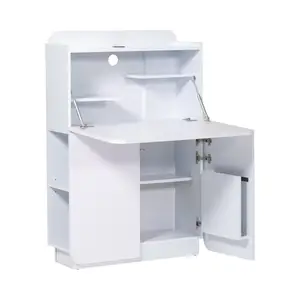 Latest Space-Saving Design Large Fold-Out Work Surface Include Shelf & Laptop Compartment Folded Storage Desk
