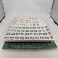 Tuiles de Mahjong en Acrylique Transparent, Dorées, Motif Éventail, Teal Rose, Peintes à la Main, Style Art Déco Américain, Vente en Gros, Cadeau Premium