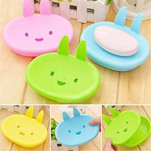 Cute Bunny <b>Soap</b> <b>Dish</b> Double Layer Draining Plastic Bathroom <b>Soap</b> <b>Holder</b> Travel Use - Product Image 4
