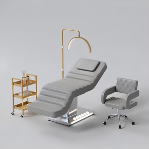 Lit de beauté électrique professionnel pour salon de beauté avec éclairage, tabouret roulant et chariot pour microblading et spa - Product Image 6
