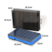 Boîte à pêche à la mouche en plastique imperméable double face épaissie haute résistance 20,2*14,5*4cm pour utilisation en lac, rangement d'appâts, leurres et hameçons