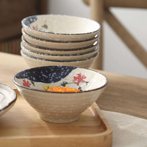 Vintage Under Glazed Japandi Eco-Friendly Porcelain Rice Bowl Hand Painted Set for Household Use - Product Image 3